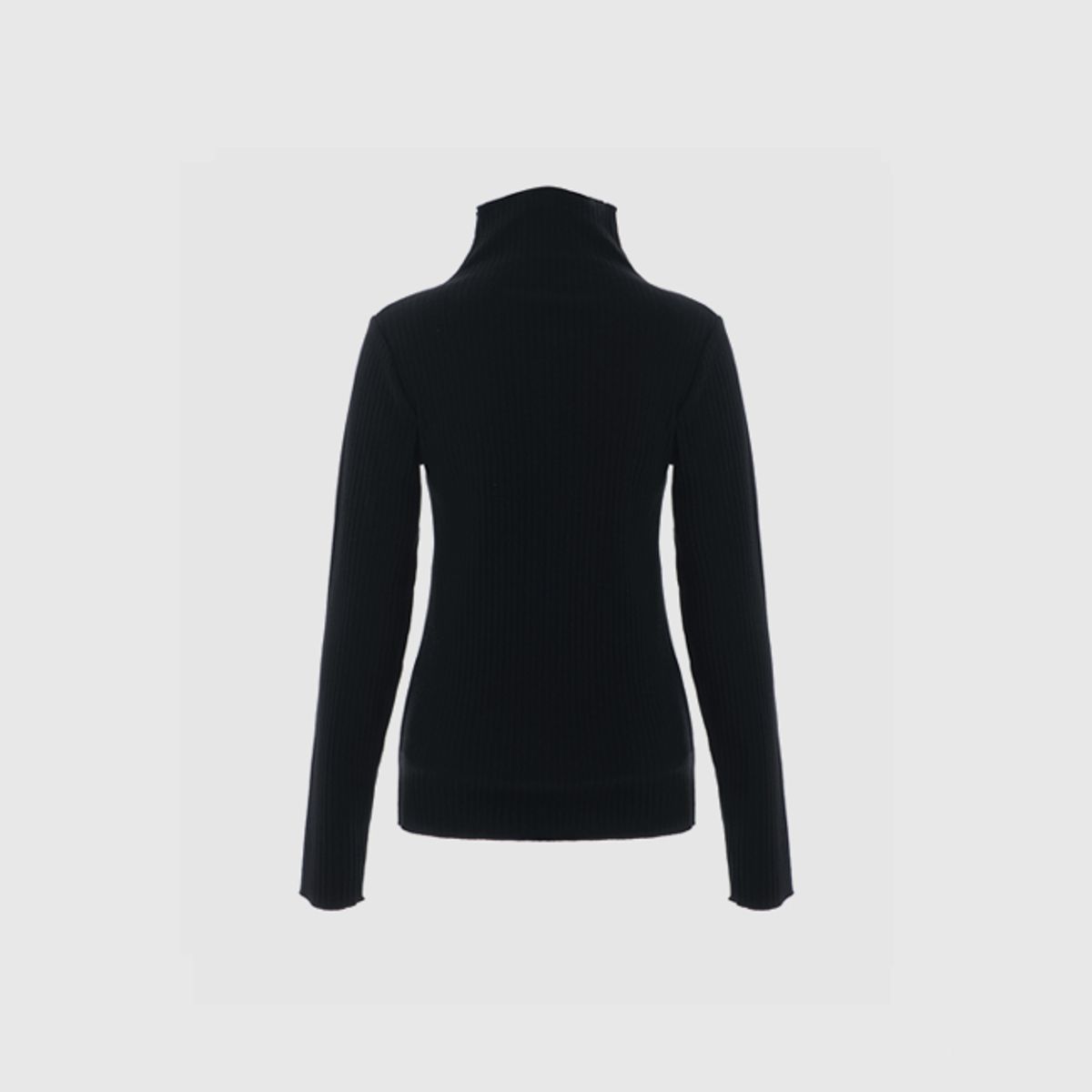 림닉(REEMNIK) 하이넥 투 웨이 집업 리브드 니트 탑 [Black]
