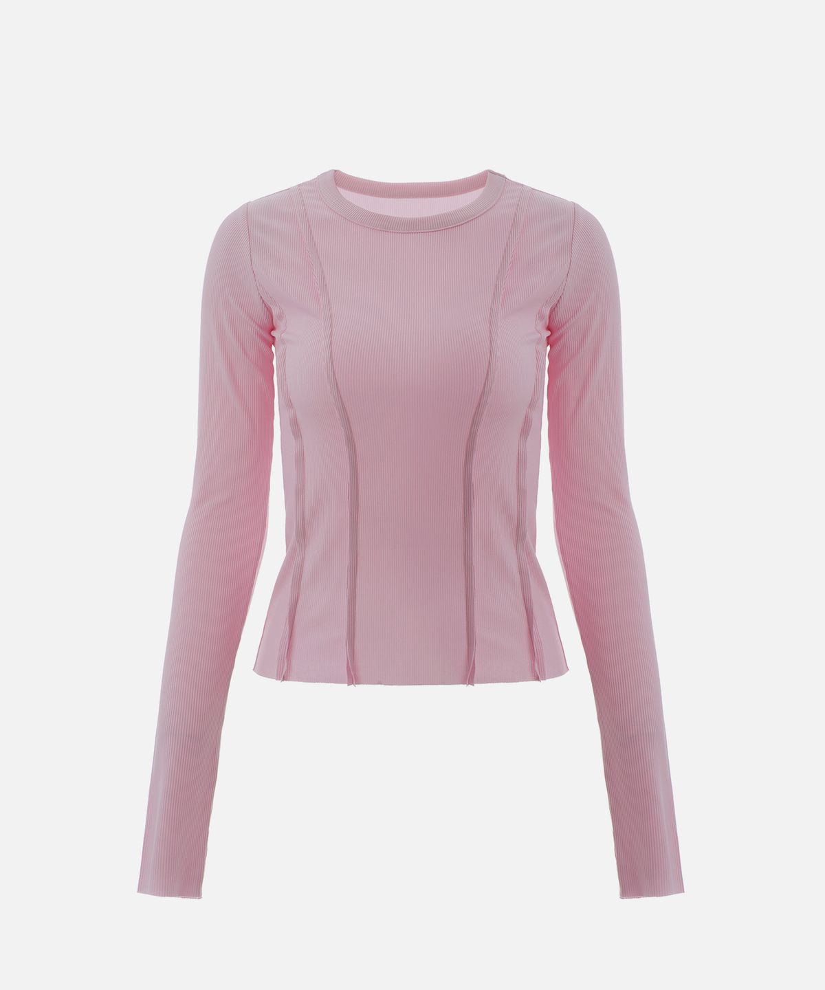 림닉(REEMNIK) 데끼컷 스티치 골지 긴팔 티셔츠 [Pink]
