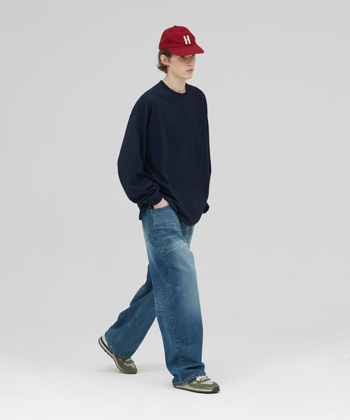 스탠즈(STENDS) [M~4XL] 헤비 롱 슬리브 티셔츠_네이비