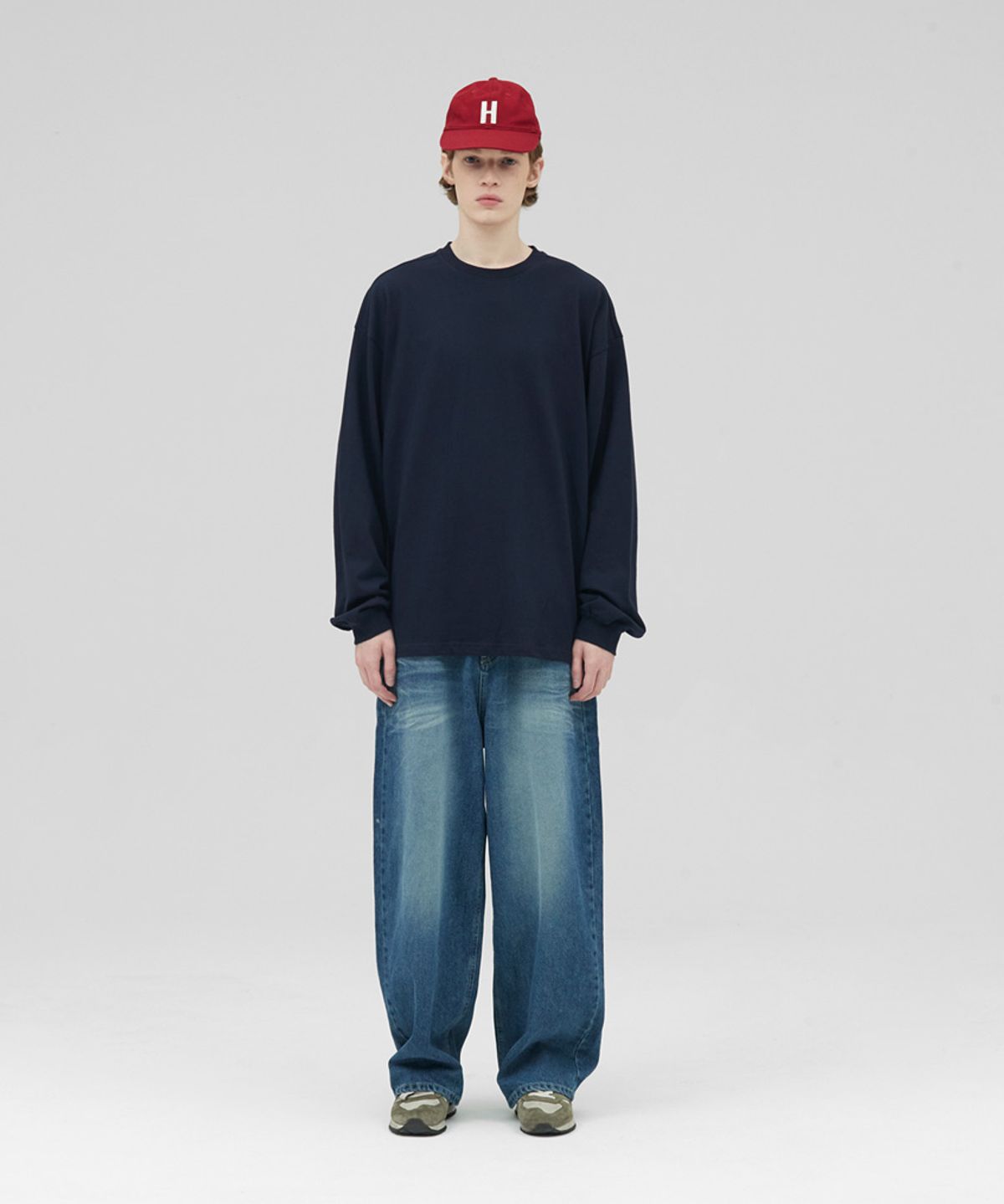 스탠즈(STENDS) [M~4XL] 헤비 롱 슬리브 티셔츠_네이비
