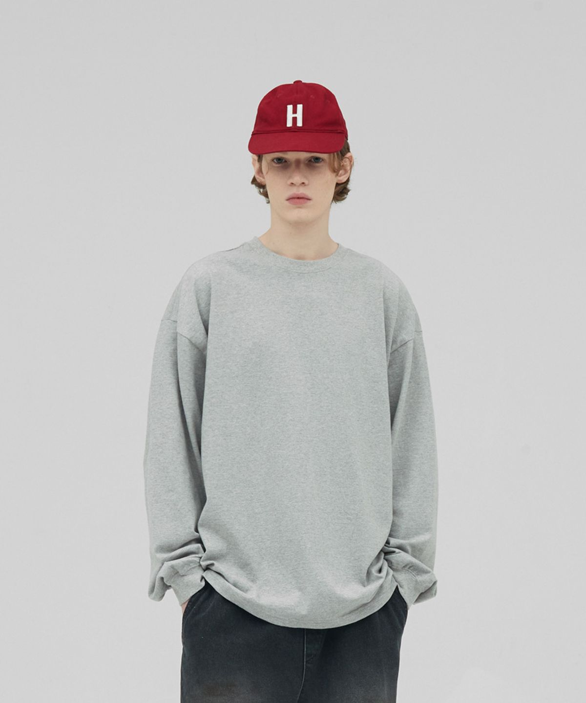스탠즈(STENDS) [M~4XL] 헤비 롱 슬리브 티셔츠_메란지 그레이