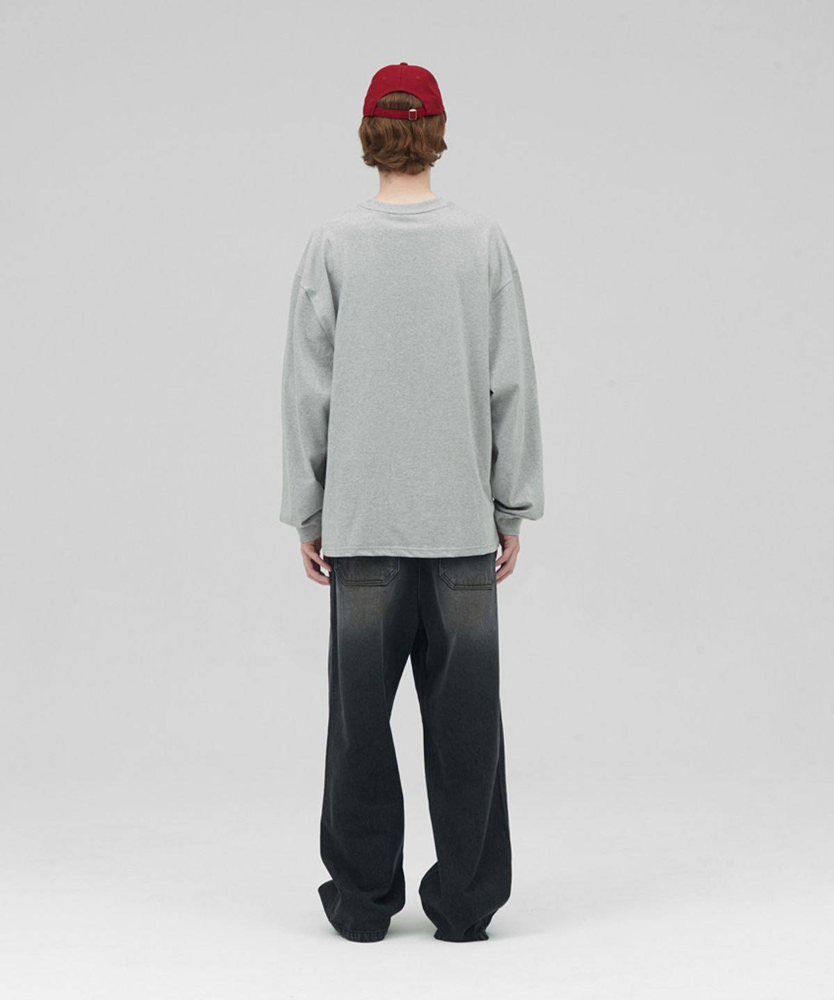 스탠즈(STENDS) [M~4XL] 헤비 롱 슬리브 티셔츠_메란지 그레이