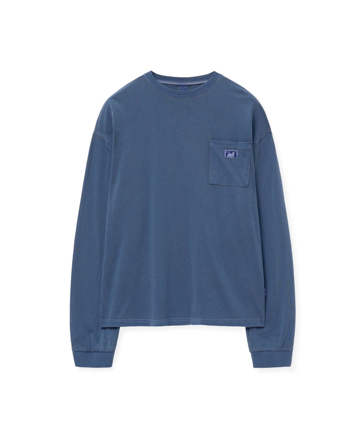 스탠즈(STENDS) [M~4XL] 피그먼트 롱 슬리브 포켓  티셔츠_네이비