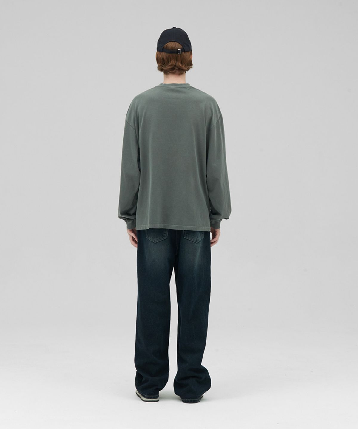 스탠즈(STENDS) [M~4XL] 피그먼트 롱 슬리브 포켓  티셔츠_카키
