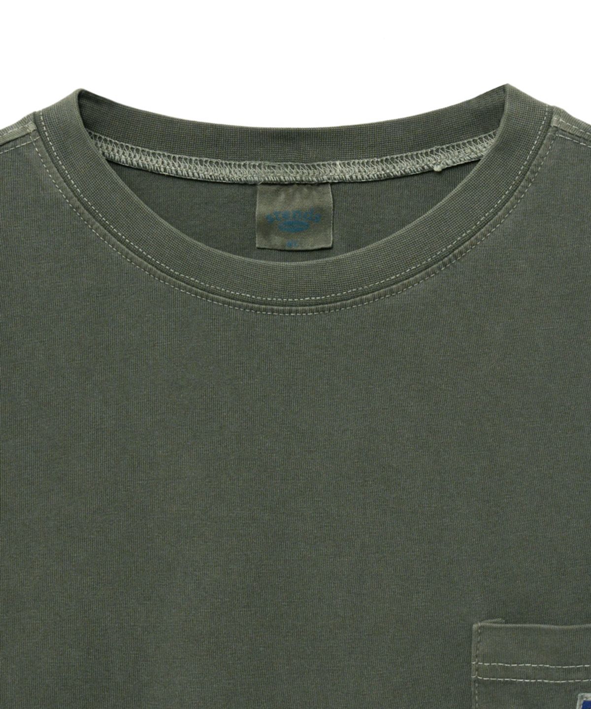 스탠즈(STENDS) [M~4XL] 피그먼트 롱 슬리브 포켓  티셔츠_카키