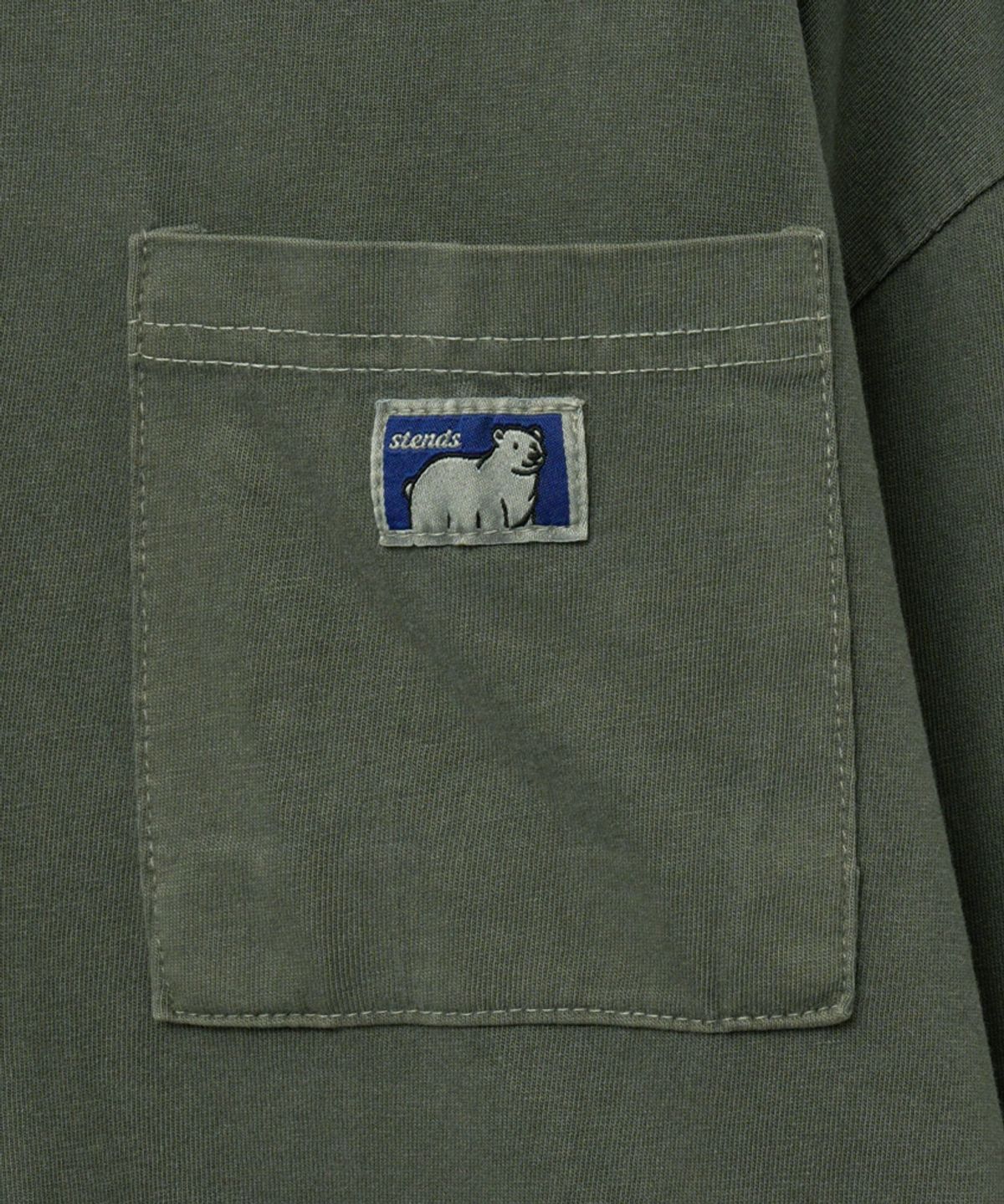 스탠즈(STENDS) [M~4XL] 피그먼트 롱 슬리브 포켓  티셔츠_카키