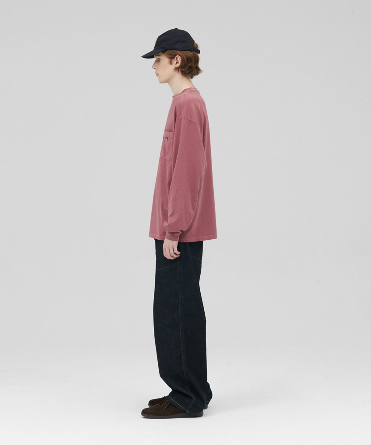 스탠즈(STENDS) [M~4XL] 피그먼트 롱 슬리브 포켓  티셔츠_레드
