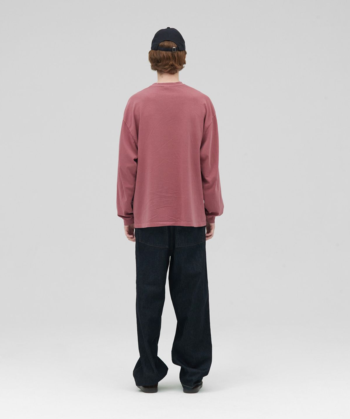 스탠즈(STENDS) [M~4XL] 피그먼트 롱 슬리브 포켓  티셔츠_레드
