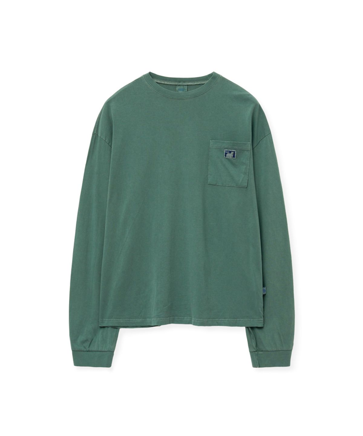 스탠즈(STENDS) [M~4XL] 피그먼트 롱 슬리브 포켓  티셔츠_그린