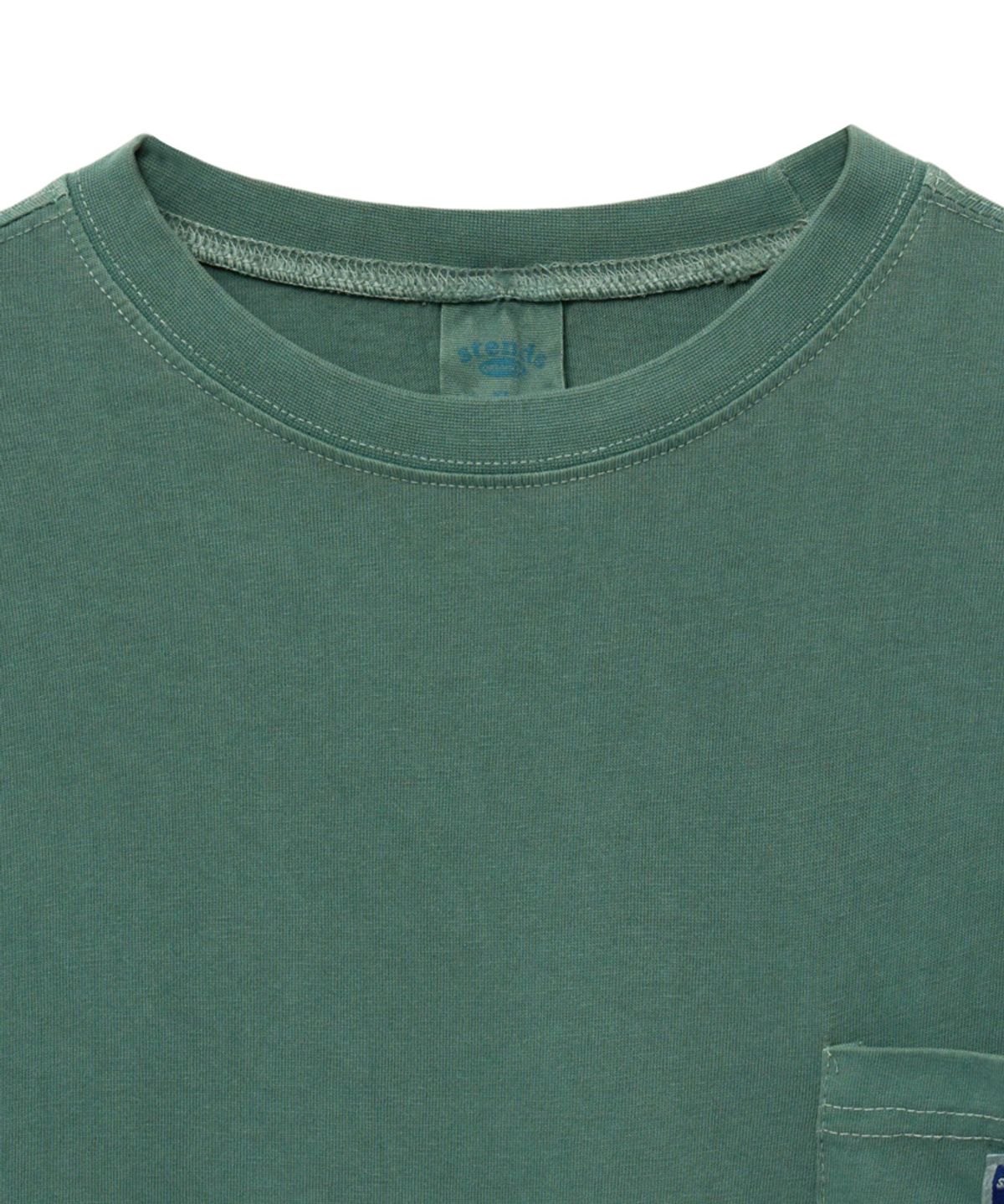 스탠즈(STENDS) [M~4XL] 피그먼트 롱 슬리브 포켓  티셔츠_그린