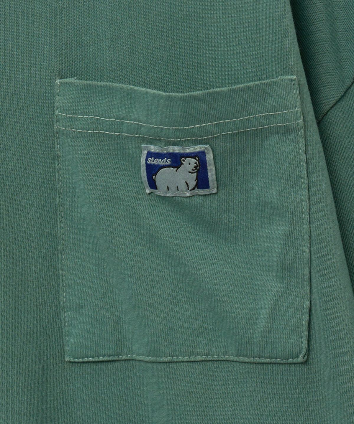 스탠즈(STENDS) [M~4XL] 피그먼트 롱 슬리브 포켓  티셔츠_그린