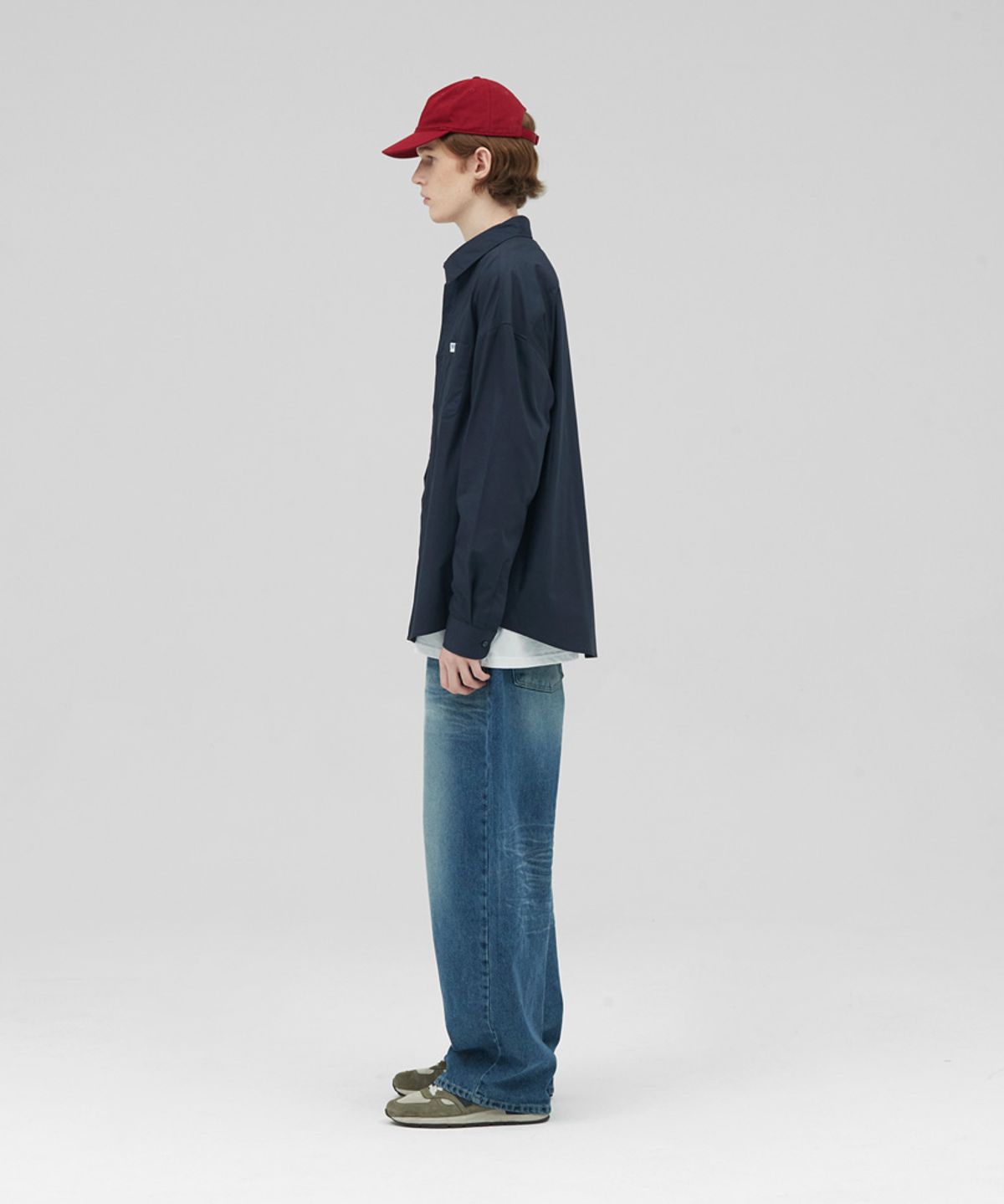 스탠즈(STENDS) [M~4XL] 플로우 코튼 셔츠_네이비