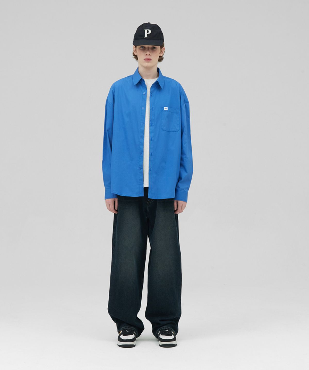 스탠즈(STENDS) [M~4XL] 플로우 코튼 셔츠_딥 블루
