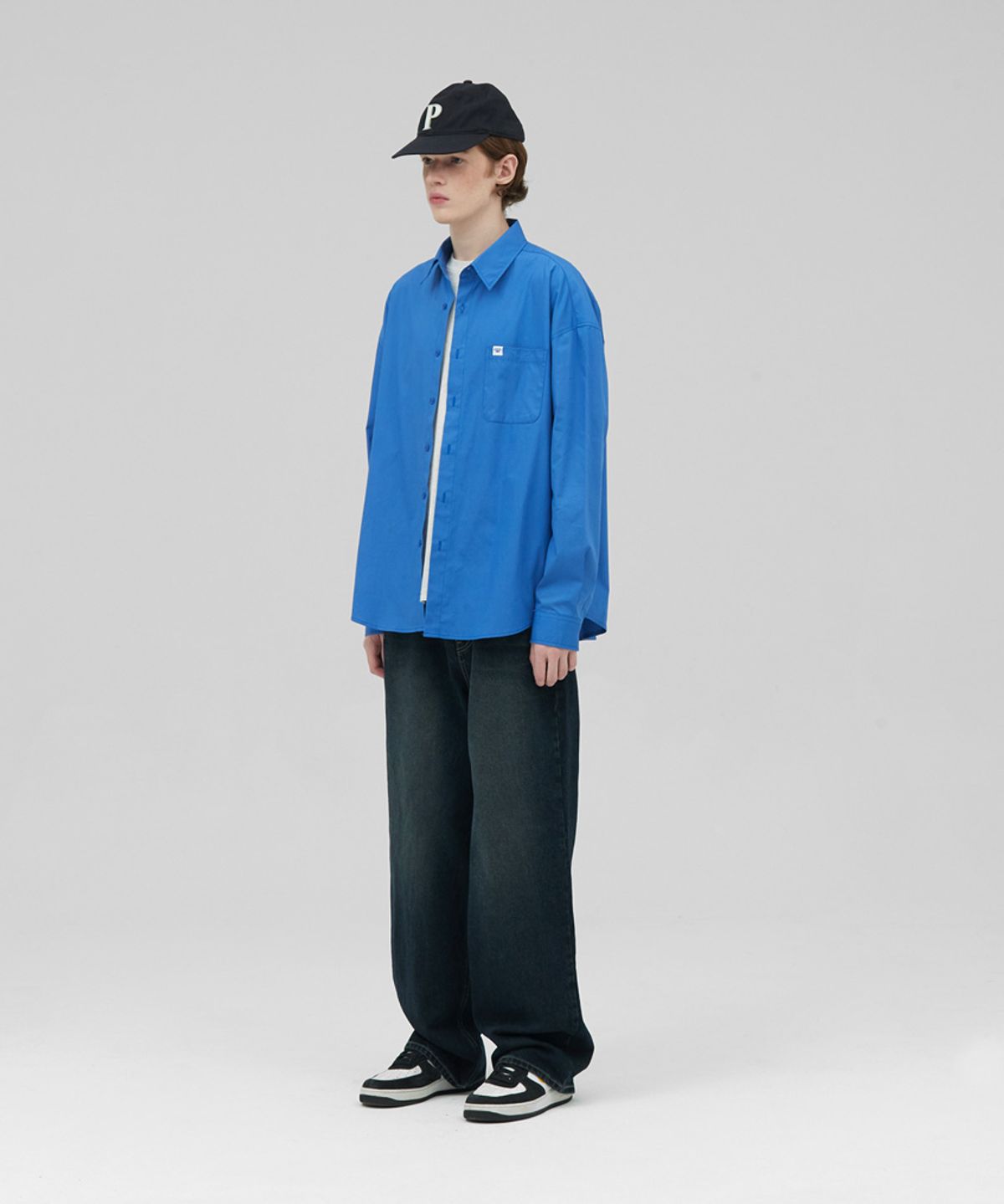 스탠즈(STENDS) [M~4XL] 플로우 코튼 셔츠_딥 블루
