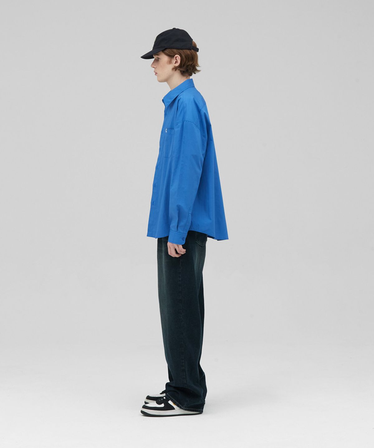 스탠즈(STENDS) [M~4XL] 플로우 코튼 셔츠_딥 블루