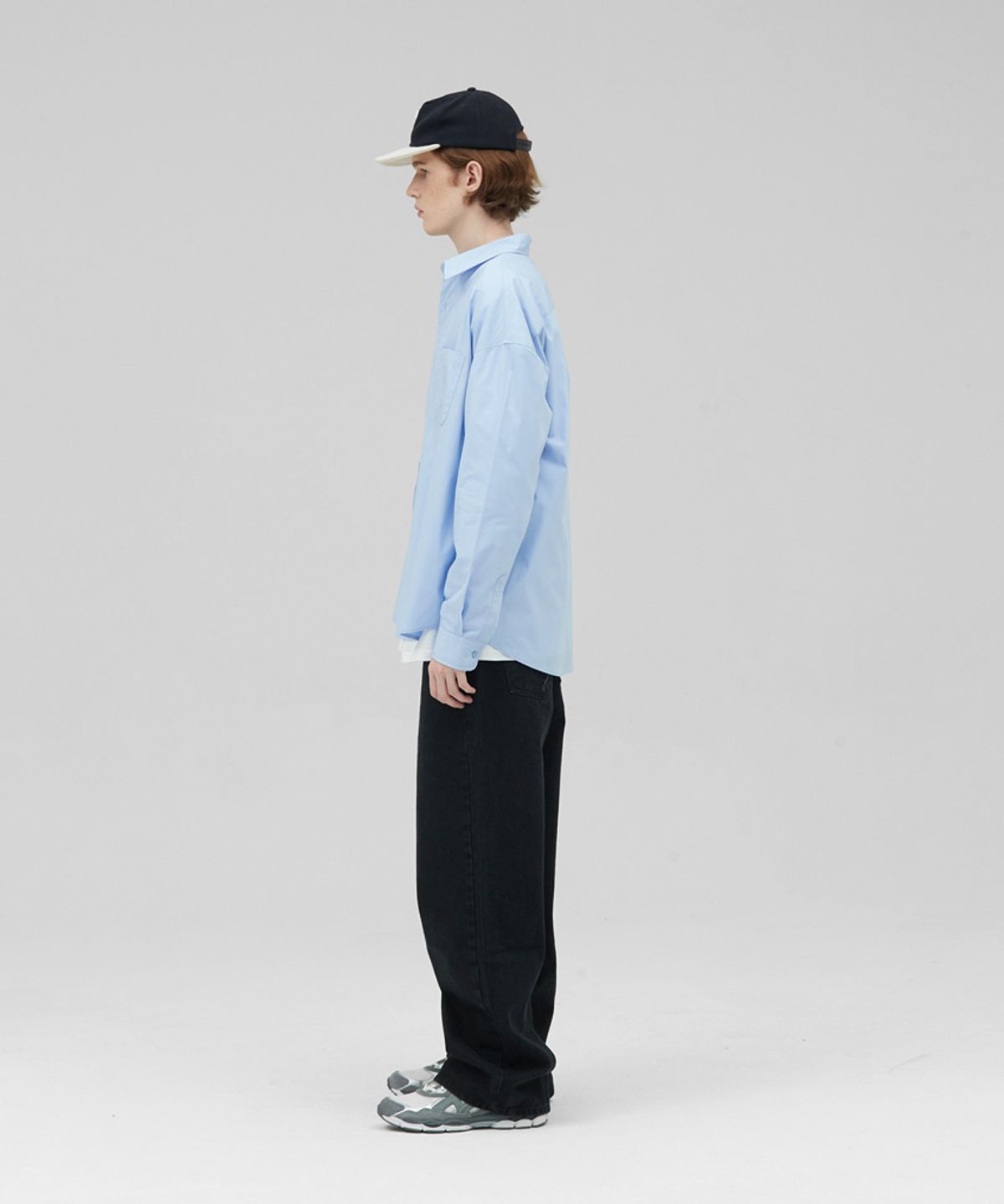 스탠즈(STENDS) [M~4XL] 플로우 코튼 셔츠_스카이 블루