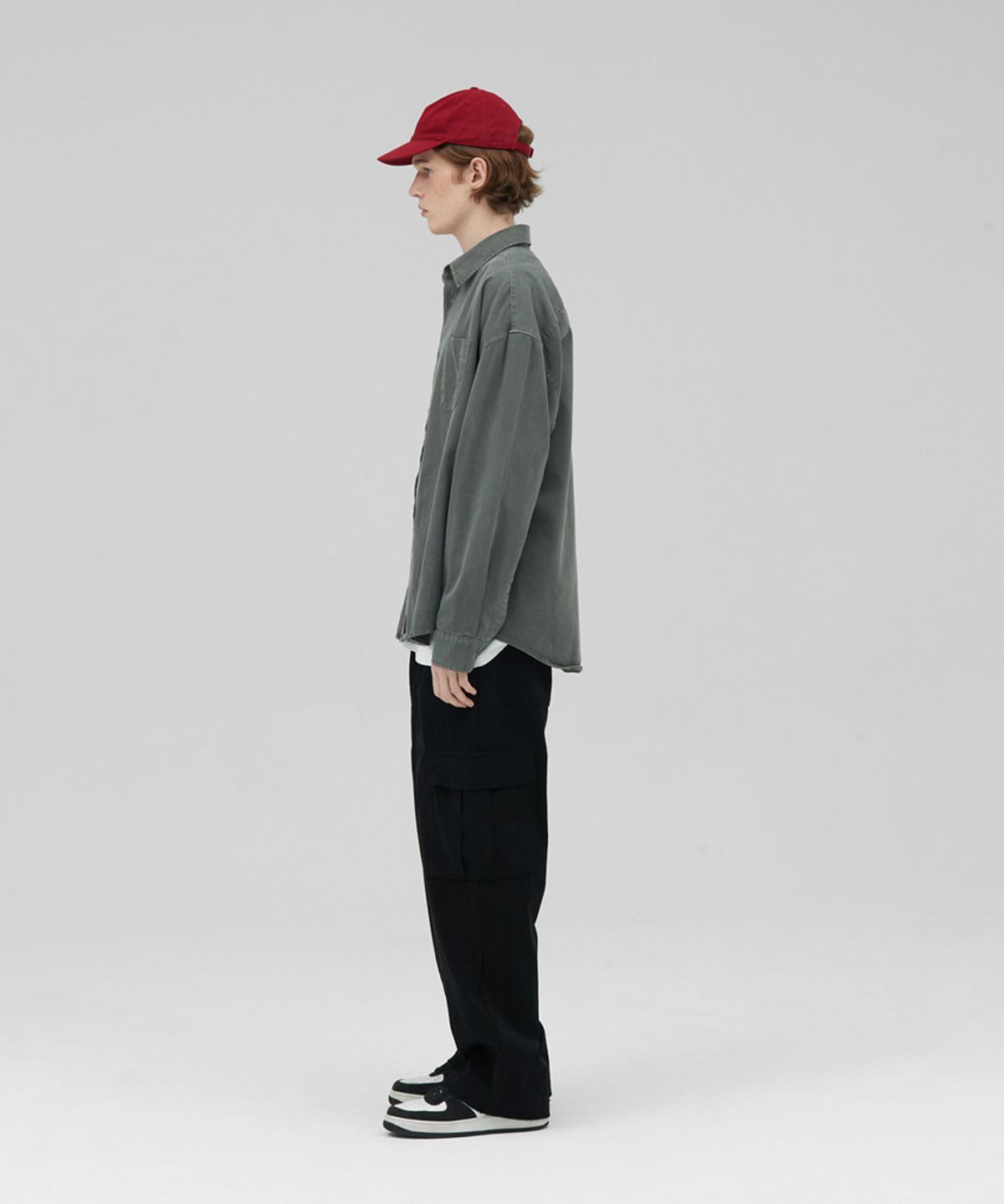 스탠즈(STENDS) [M~4XL] 피그먼트 워싱 셔츠_딥 카키