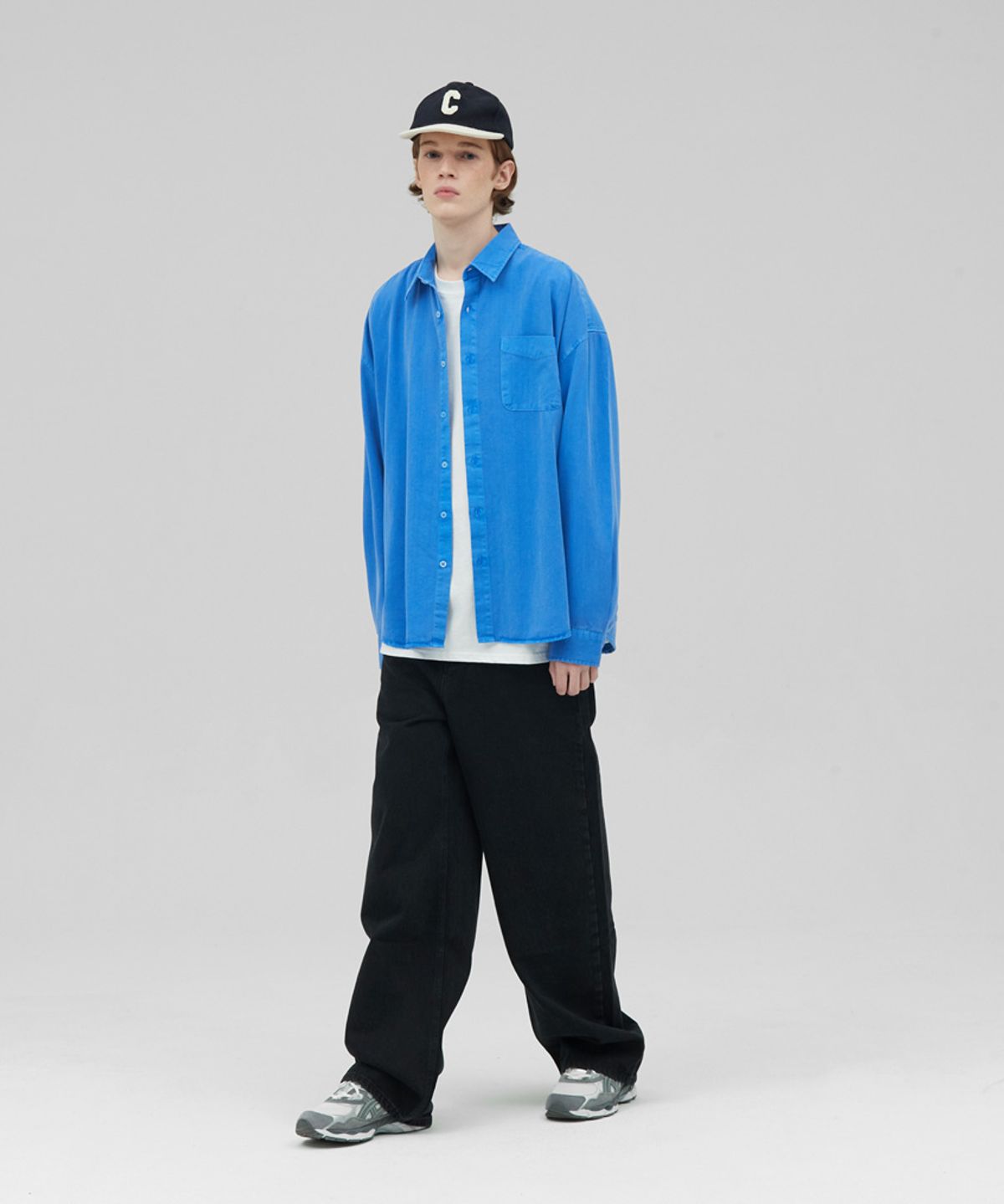 스탠즈(STENDS) [M~4XL] 피그먼트 워싱 셔츠_딥 블루