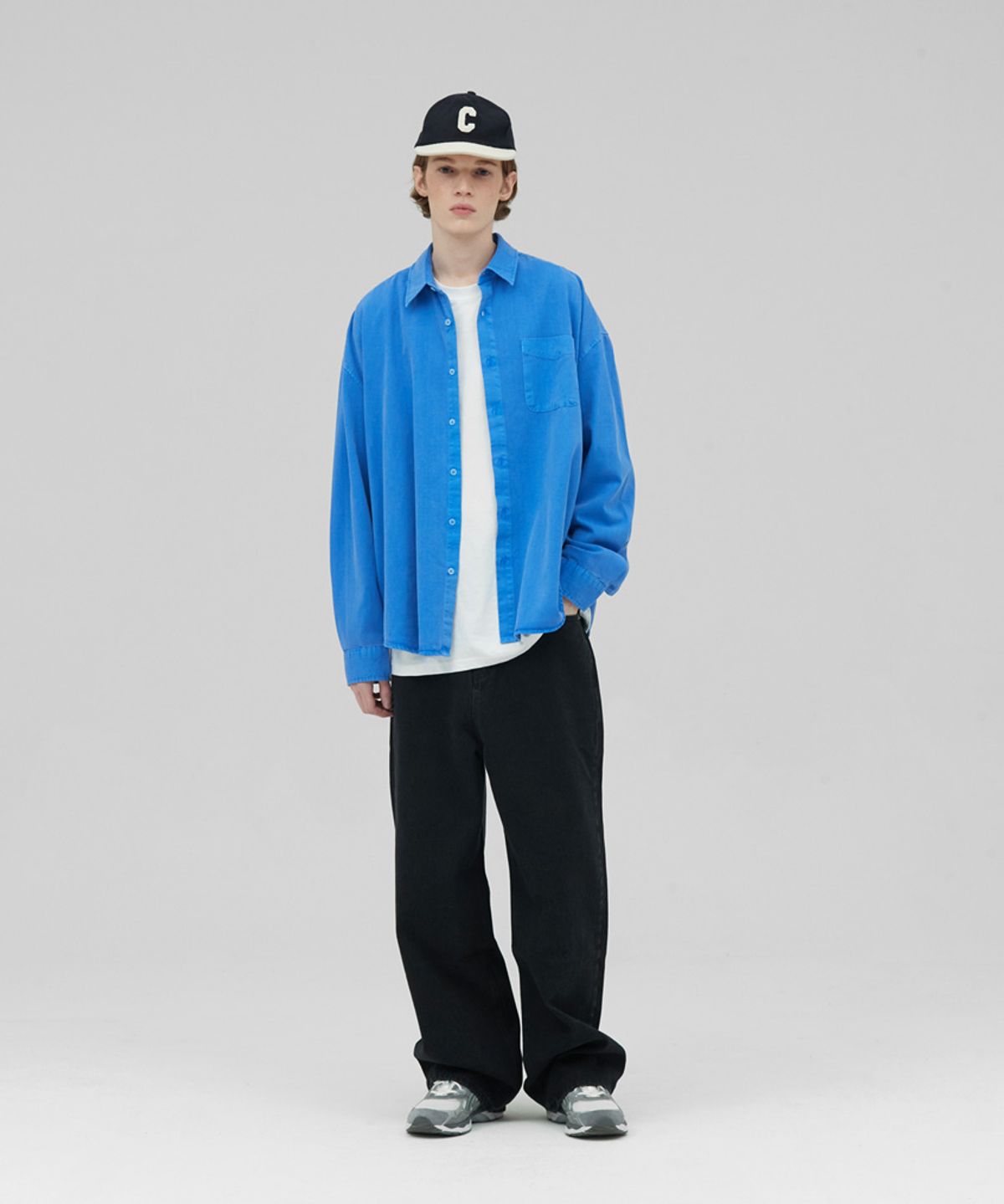 스탠즈(STENDS) [M~4XL] 피그먼트 워싱 셔츠_딥 블루
