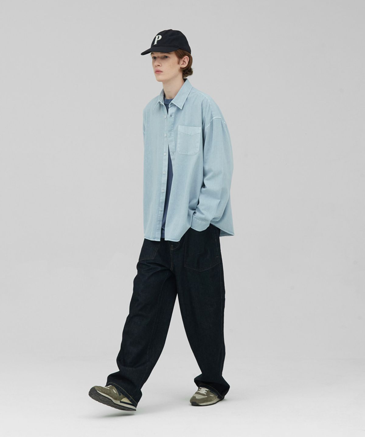 스탠즈(STENDS) [M~4XL] 피그먼트 워싱 셔츠_스카이 블루