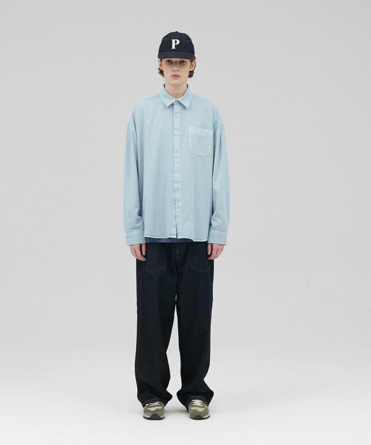 스탠즈(STENDS) [M~4XL] 피그먼트 워싱 셔츠_스카이 블루