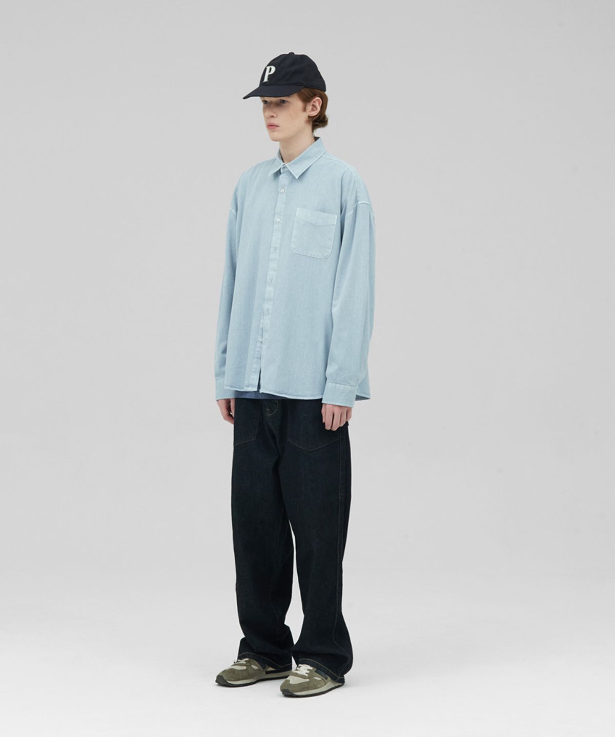 스탠즈(STENDS) [M~4XL] 피그먼트 워싱 셔츠_스카이 블루