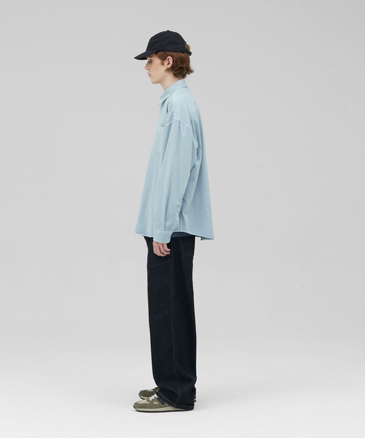 스탠즈(STENDS) [M~4XL] 피그먼트 워싱 셔츠_스카이 블루