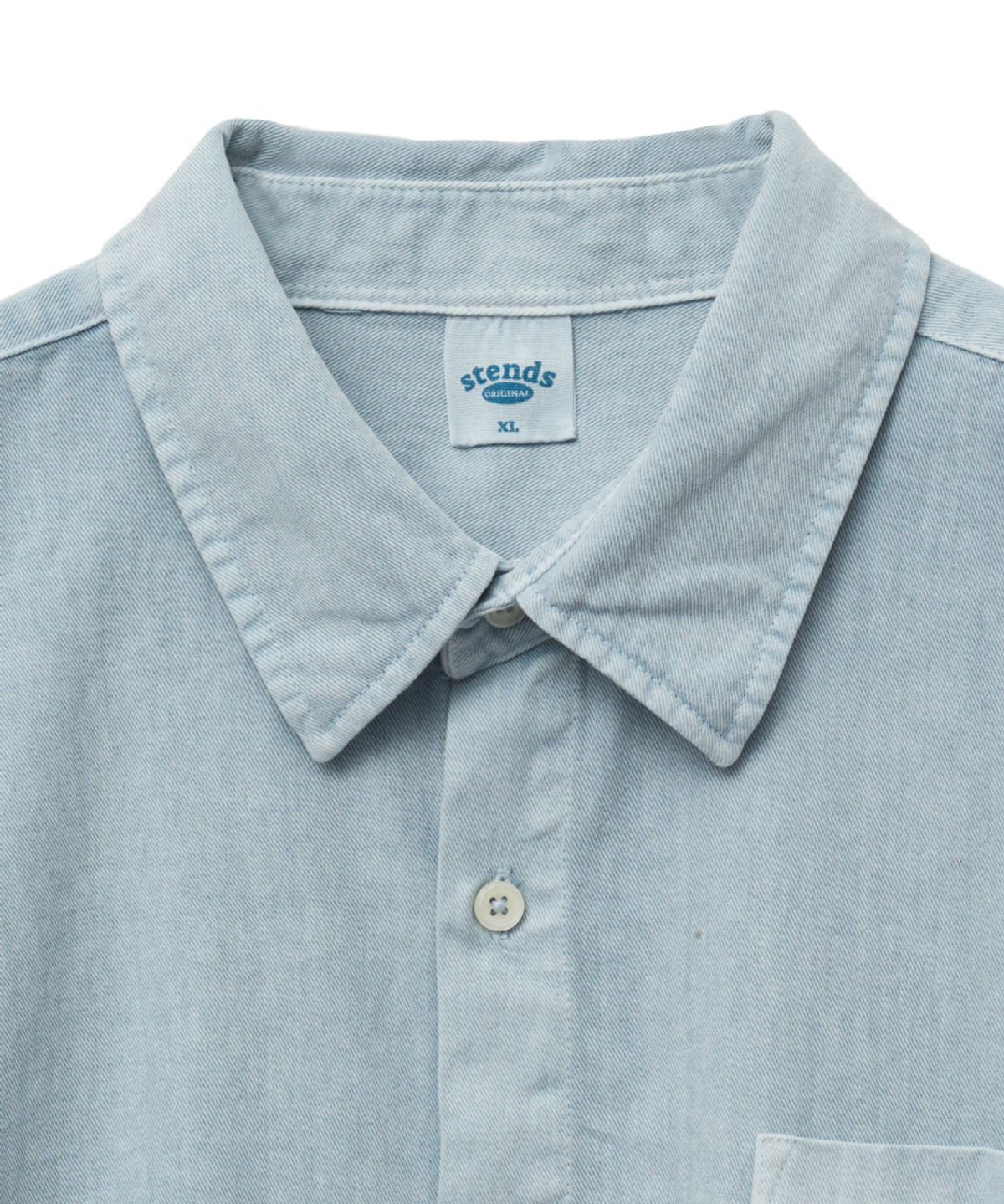 스탠즈(STENDS) [M~4XL] 피그먼트 워싱 셔츠_스카이 블루