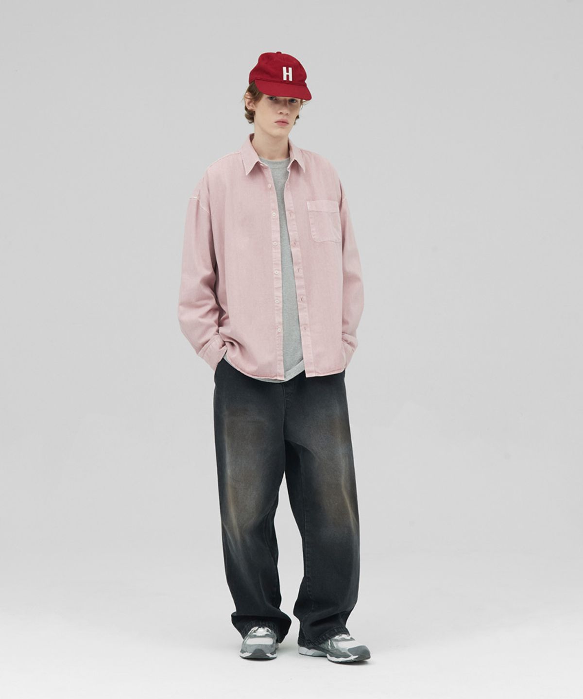 스탠즈(STENDS) [M~4XL] 워싱 데님 밴딩 팬츠_블랙