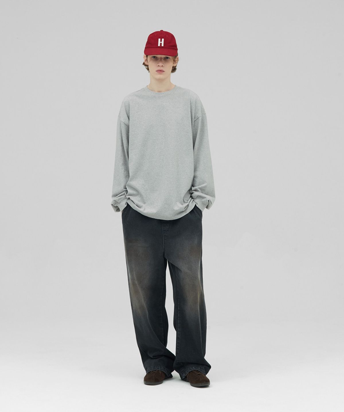 스탠즈(STENDS) [M~4XL] 워싱 데님 밴딩 팬츠_블랙