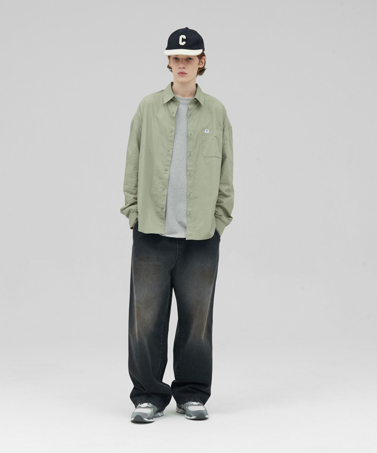 스탠즈(STENDS) [M~4XL] 워싱 데님 밴딩 팬츠_블랙