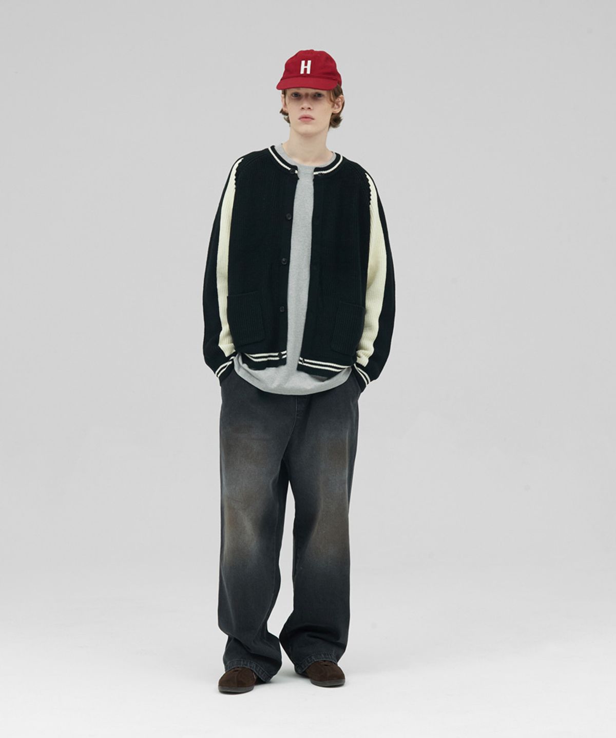스탠즈(STENDS) [M~4XL] 워싱 데님 밴딩 팬츠_블랙