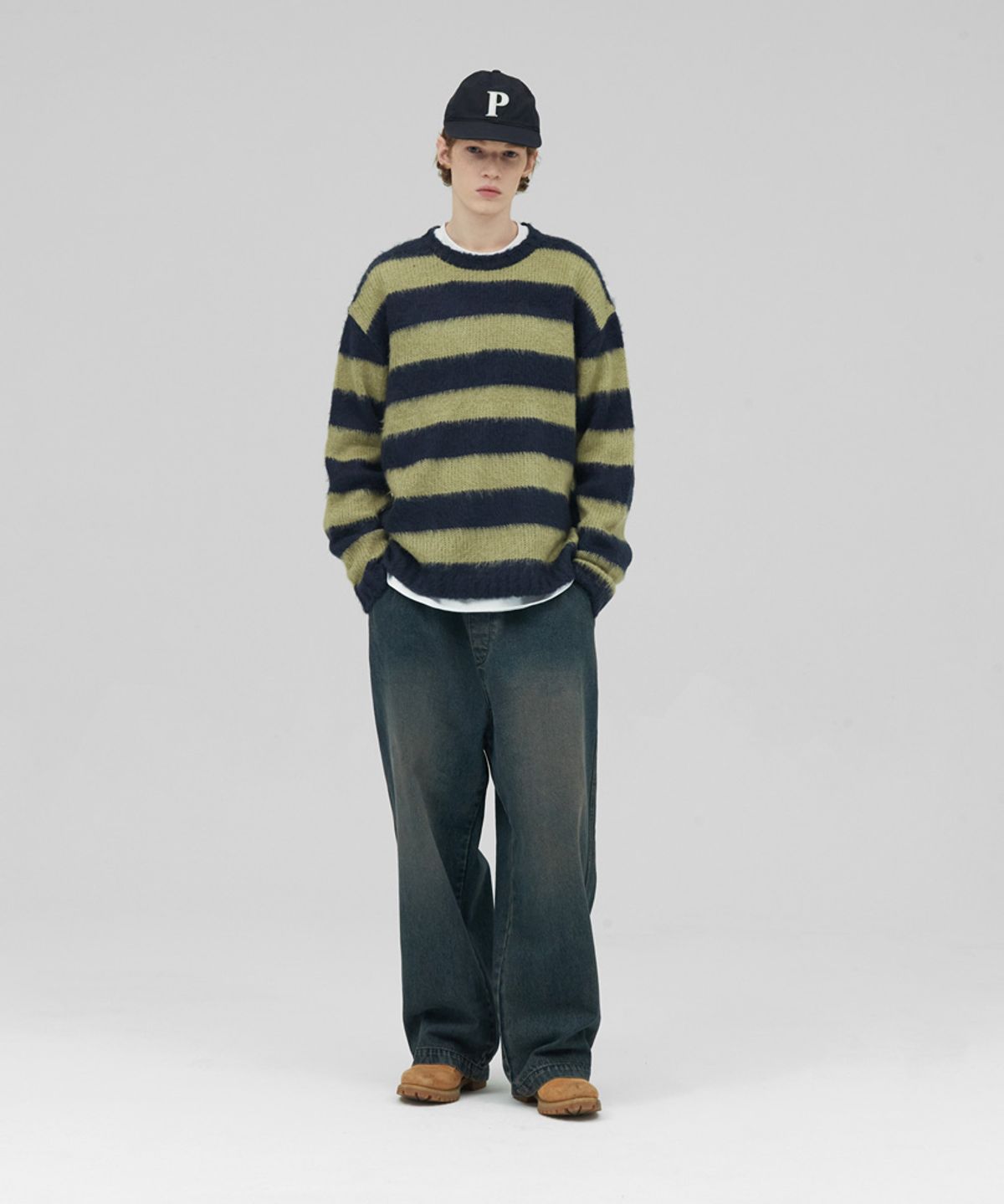 스탠즈(STENDS) [M~4XL] 워싱 데님 밴딩 팬츠_블루