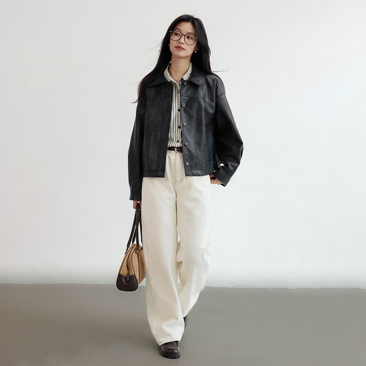 랭썬(LANGSON) LS_Crop simple leather jacket_2color
