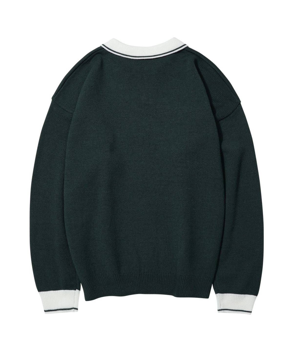 스탠즈(STENDS) [M~4XL] 풋볼 카라 배색 니트_그린
