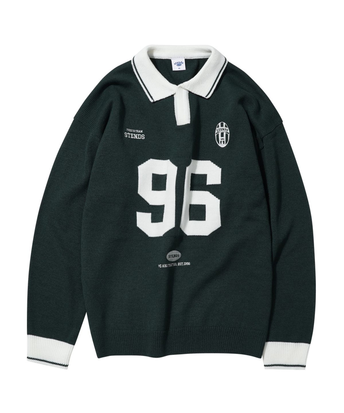 스탠즈(STENDS) [M~4XL] 풋볼 카라 배색 니트_그린