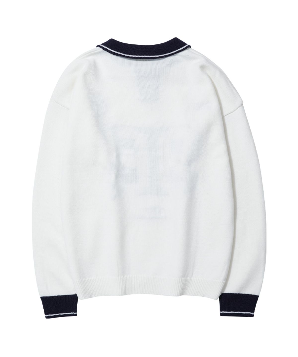 스탠즈(STENDS) [M~4XL] 풋볼 카라 배색 니트_아이보리