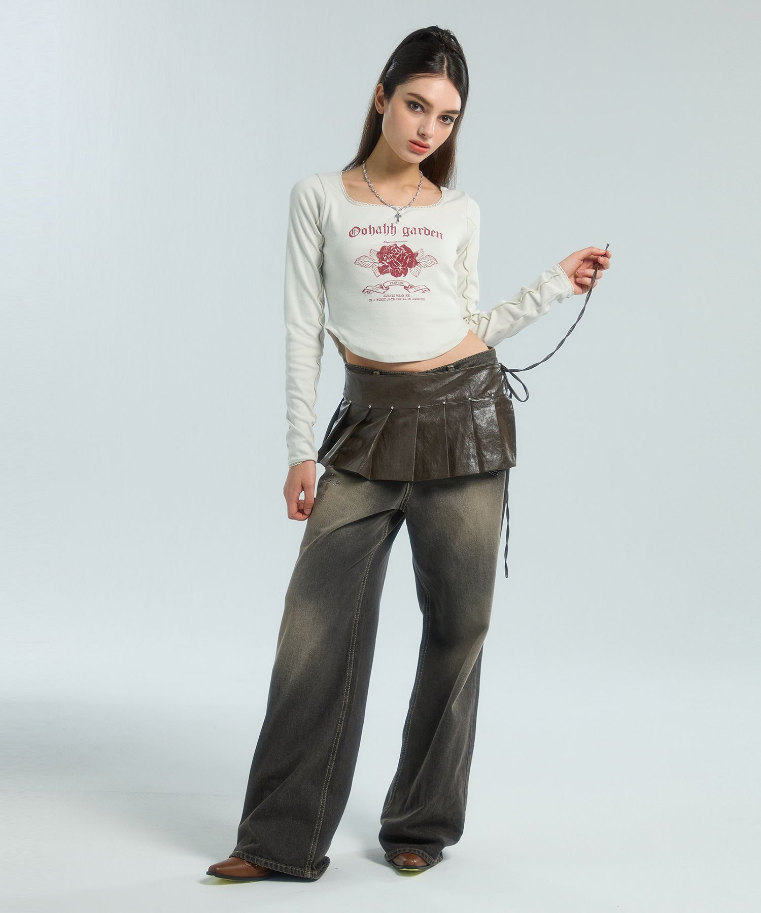 ●OoH AHh!● LEATHER LAYERED SKIRT (2色) ○OoH AHh!○ LEATHER LAYERED SKIRT (2色)