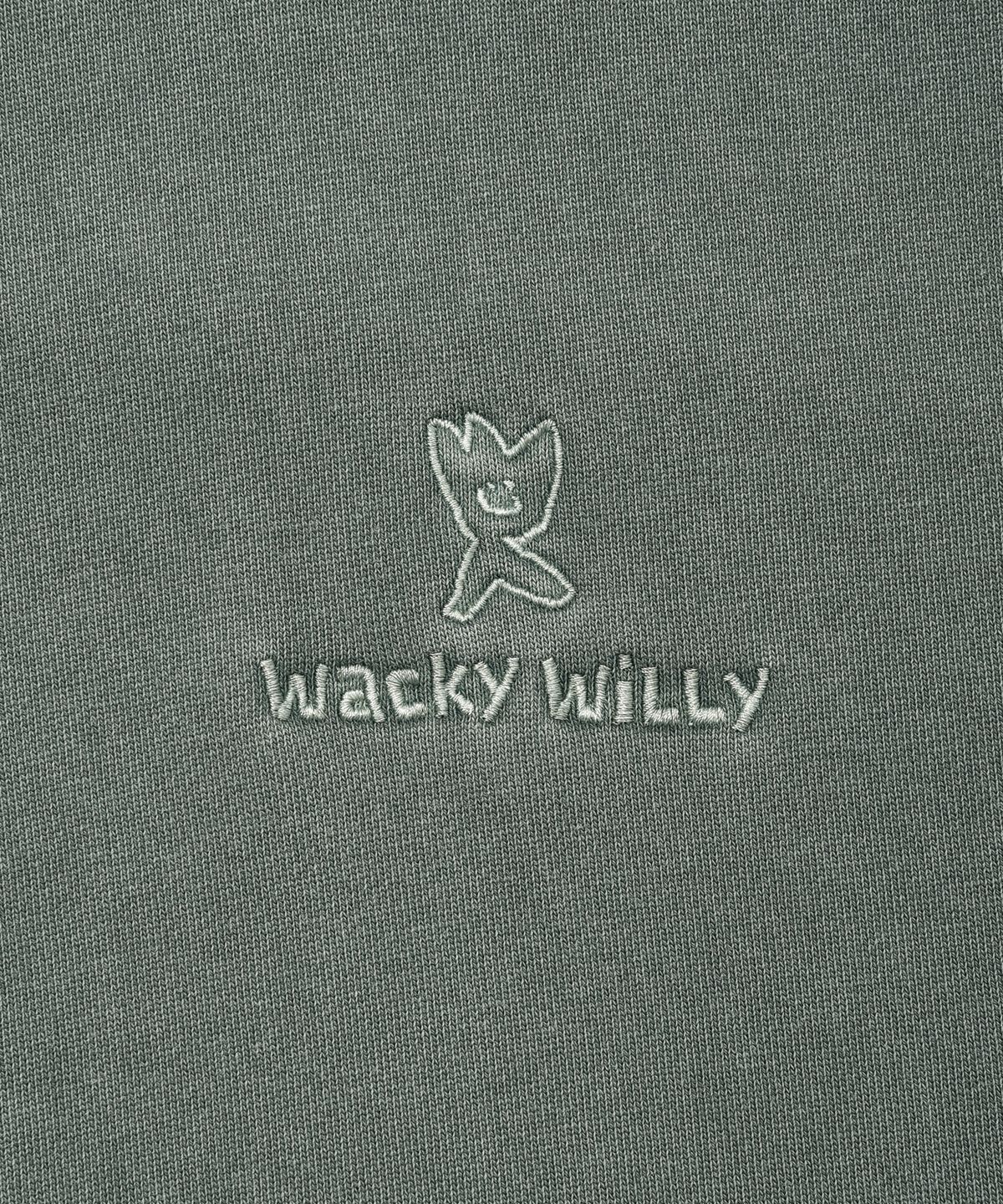 와키윌리(WACKY WILLY) 로고 피그먼트 맨투맨 그린