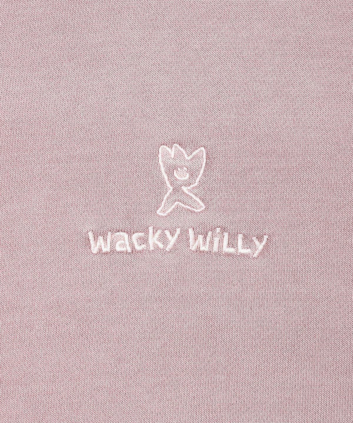 와키윌리(WACKY WILLY) 로고 피그먼트 맨투맨 핑크