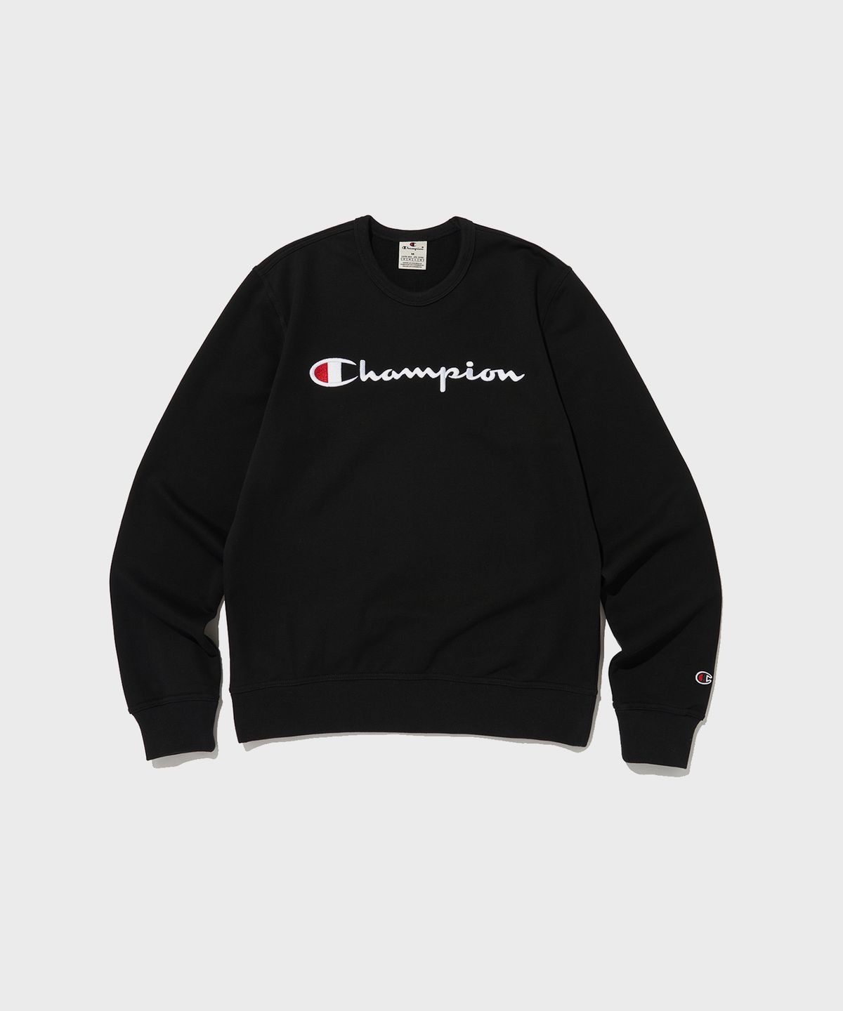 챔피온(CHAMPION) 빅 스크립트 로고 크루넥 스웨트셔츠 Black