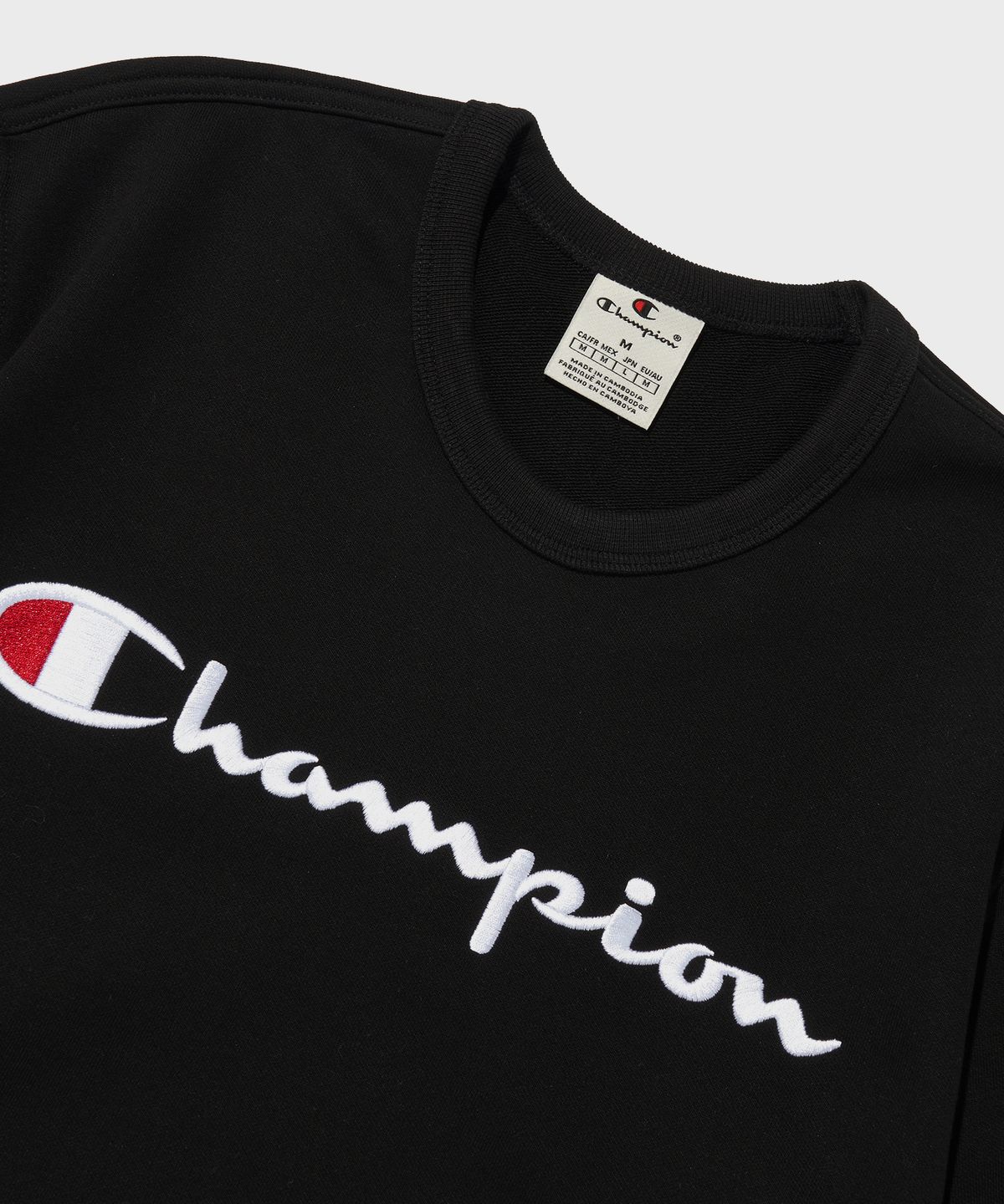 챔피온(CHAMPION) 빅 스크립트 로고 크루넥 스웨트셔츠 Black