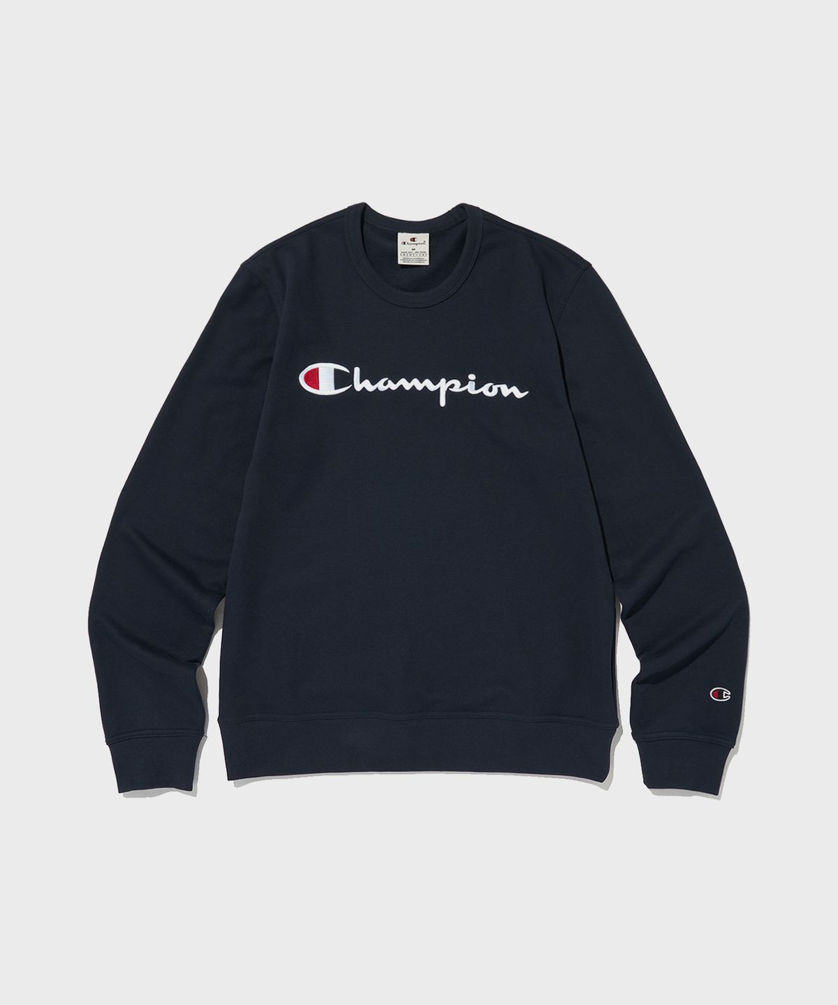 챔피온(CHAMPION) 빅 스크립트 로고 크루넥 스웨트셔츠 Normal Navy