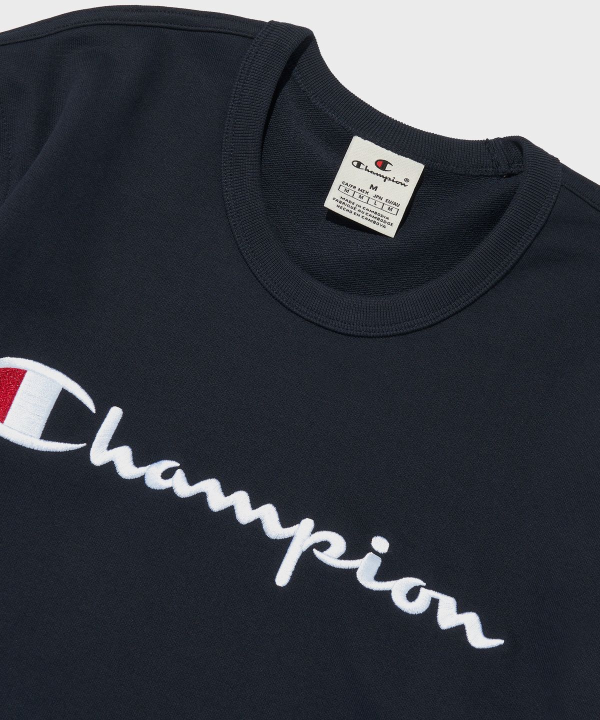 챔피온(CHAMPION) 빅 스크립트 로고 크루넥 스웨트셔츠 Normal Navy