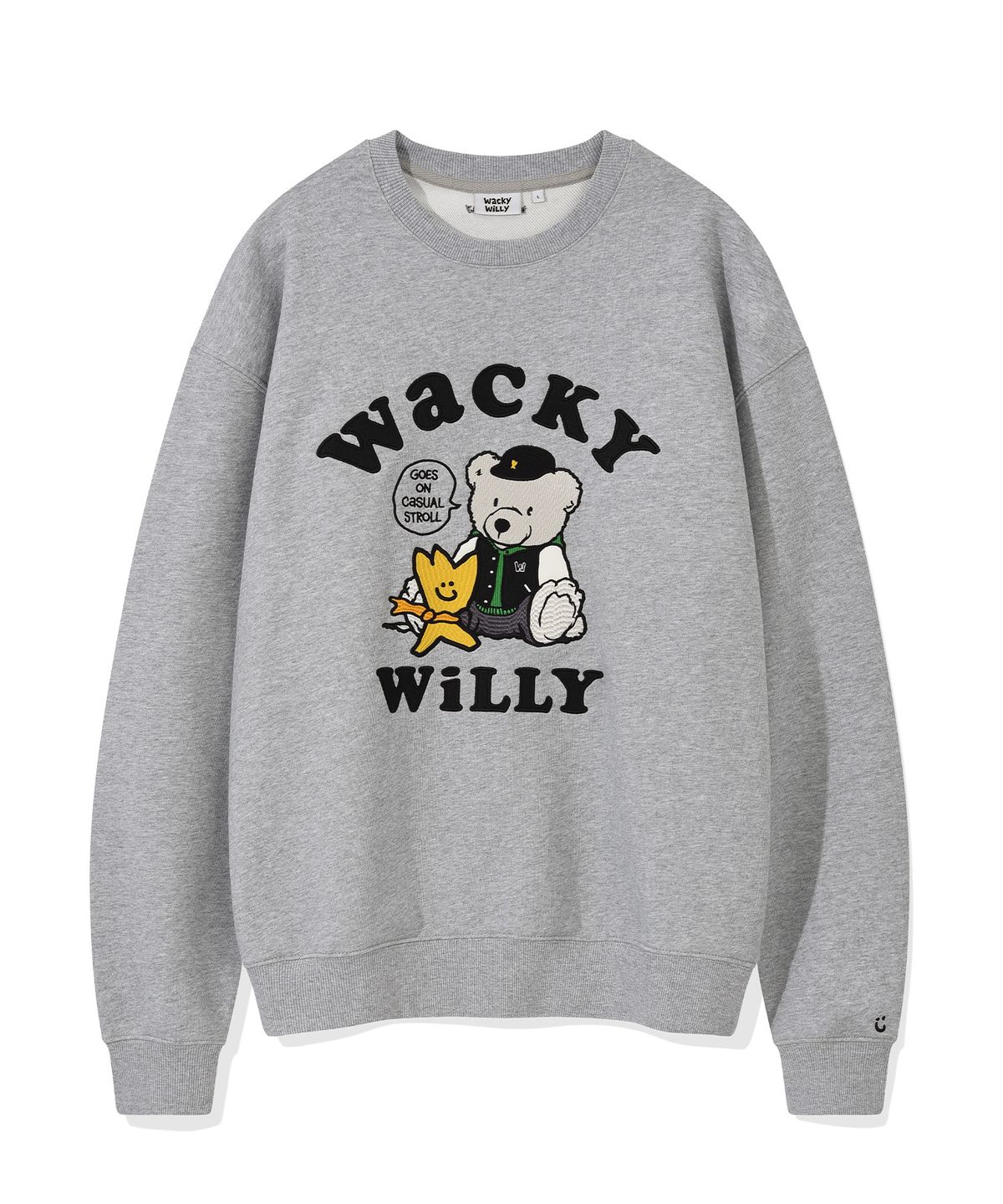 와키윌리(WACKY WILLY) 원포인트 그래픽 맨투맨 그레이