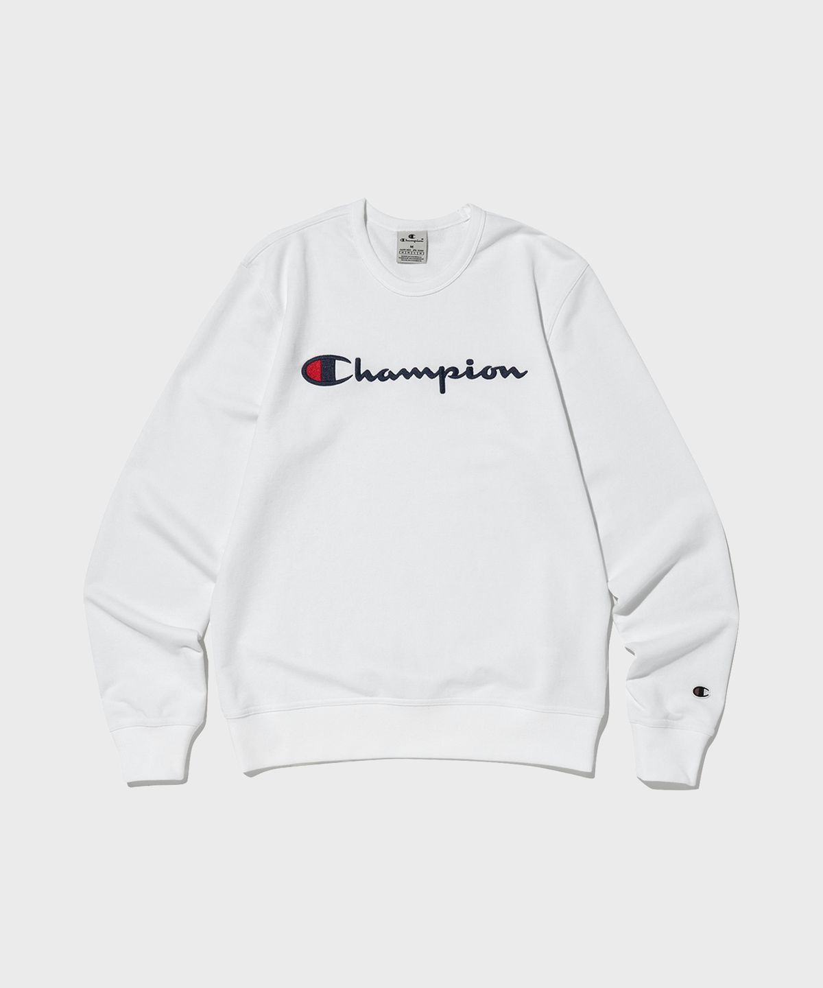 챔피온(CHAMPION) 빅 스크립트 로고 크루넥 스웨트셔츠 White
