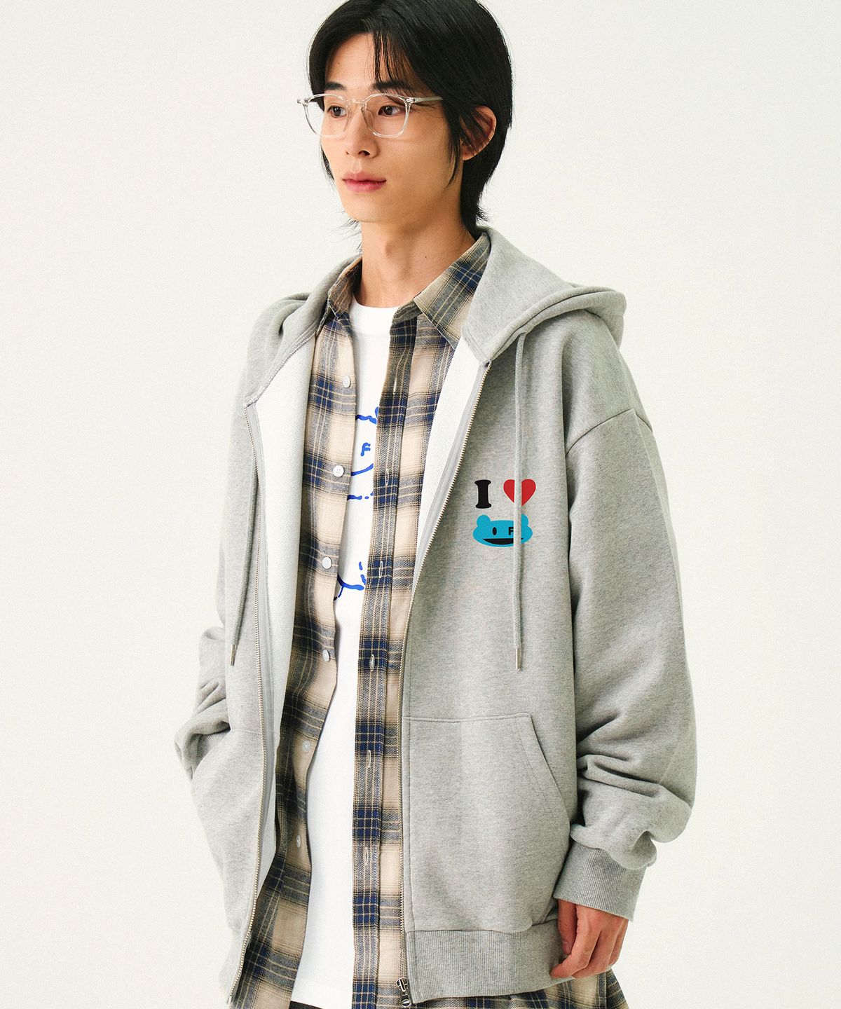 그레이버(GRAVER) [UNISEX]I LOVE OF 후드집업_그레이