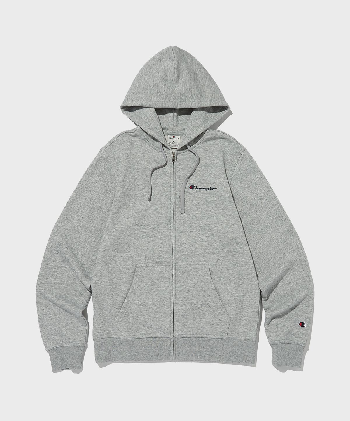 챔피온(CHAMPION) 스몰 스크립트 로고 후드 집업 Normal Grey