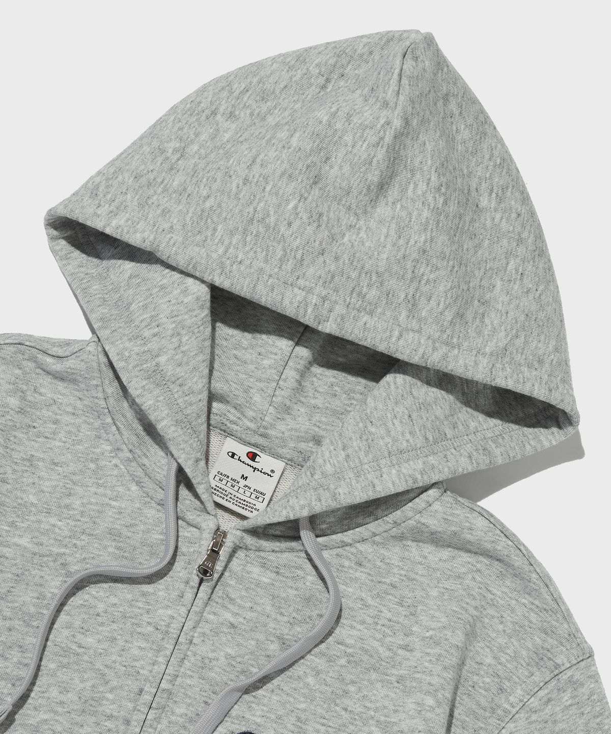 챔피온(CHAMPION) 스몰 스크립트 로고 후드 집업 Normal Grey