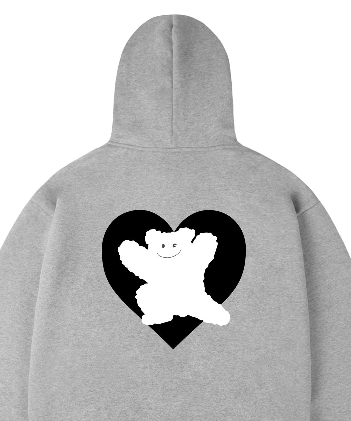 그레이버(GRAVER) [UNISEX]베어 하트 백프린팅 후드집업_그레이